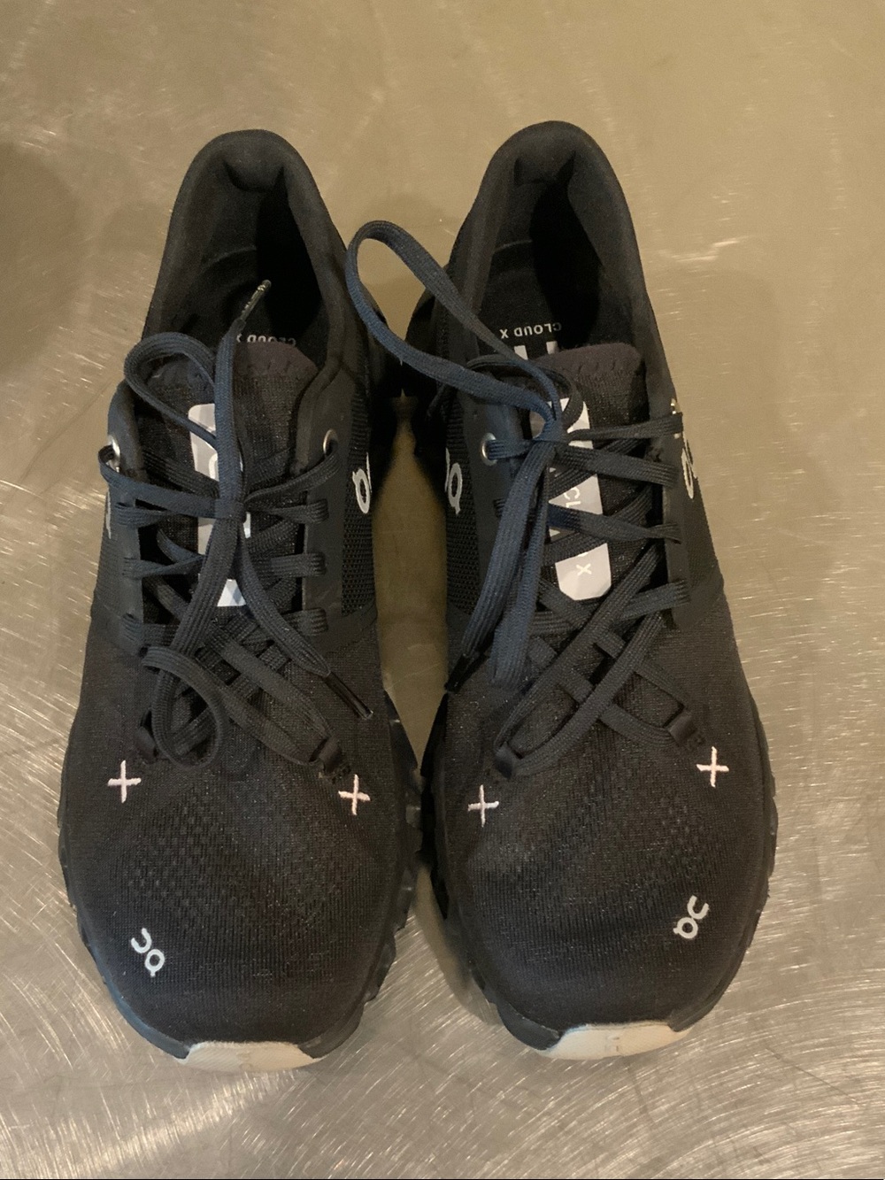 On Running Cloud X Women's Sneakers - Black with White and Light Pink Accents
